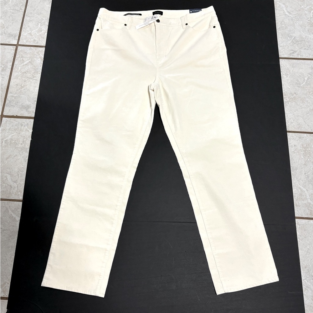 New with tags Talbots Corduroy Pants Size 16 Cream Straight Leg High Waist